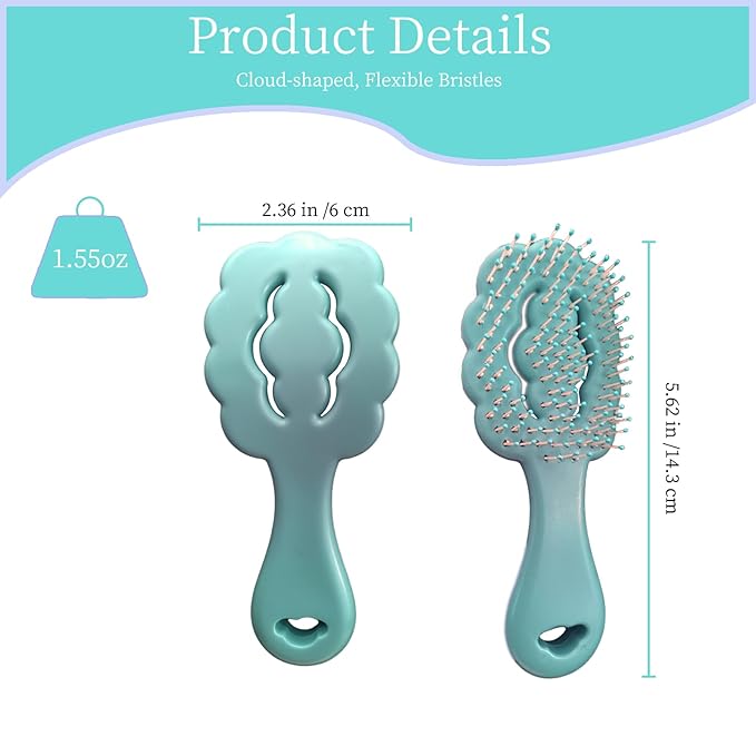 Cloud-Shaped Soft Bristle Small Dog Brush - Hollow Back Design for Easy Grooming - Ideal for Yorkie, Shih Tzu, Maltese Maltipoo Pomeranian- Puppy Essentials, Pet Hair Removal Essentials (Sky Blue)