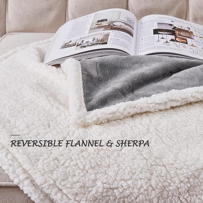 Qeils Dog Blankets for Small Dogs - Waterproof Cat Blanket Washable - Sherpa Fleece Puppy Blanket, Soft Plush Reversible Throw Protector for Bed Couch Car Sofa, 40"X50", Grey