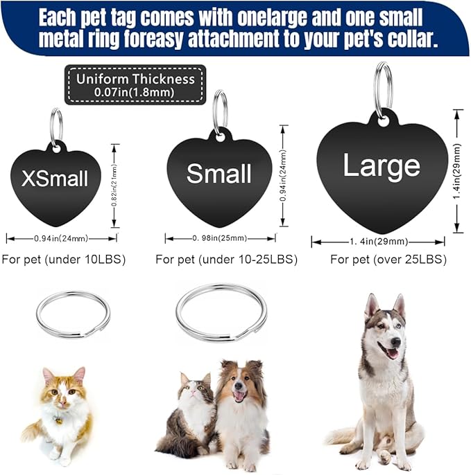 Personalized Dog Tags, Stainless Steel Pet Tags Personalized Cat, Collar Charm Engraved on Both Sides, up to 4 Lines of Custom Text, Multiple Patterns Colors Size Options (Crown, Small)