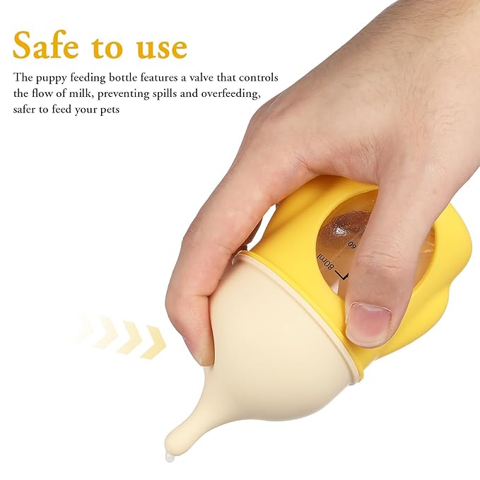 SUPVOX Puppy Bottle 5.12 Inch Nursing Feeding Bottle with Clear Scale and Valve Control for Newborn Puppies and Kittens Reusable Plastic for Puppy Milk Replacement and Kitten Milk Feeding