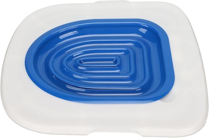 Cat Toilet Training System, Reusable Cat Potty Toilet Training Kit, Sturdy Cat Toilet Training Kit, Cat Toilet Trainer Urinal Seat for Teaching Cat to Use Toilet (White Tray, 1 Blue Inner Support)