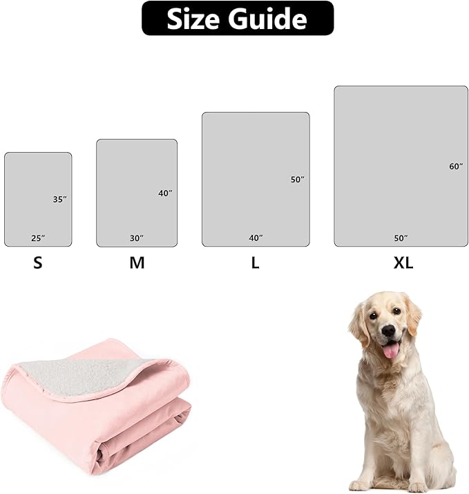 Waterproof Dog Blankets for Medium Dogs, Washable Pet Blanket for Indoor Cats, Plush Sherpa Puppy Throw Furniture Protector for Bed Couch Sofa(30"x40",M,Pink)