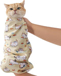 29.5" Cat Grooming Wrap,cat wrap for Cutting Nails,Self-Adhesive cat Swaddle wrap cat Restraint cat wrap Blanket for Medicine, Nail Clipping, Teeth Brushing,Yellow Kitten(Within 16lbs)