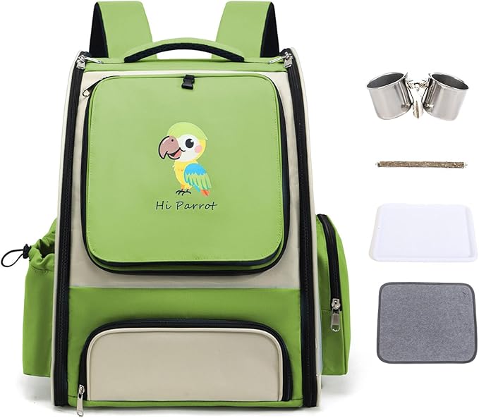 Small Bird Carriers Bag with Multiple Storage Pocket for Treats and Toy Easy to Carry Pet Transport Backpack Travel Bag