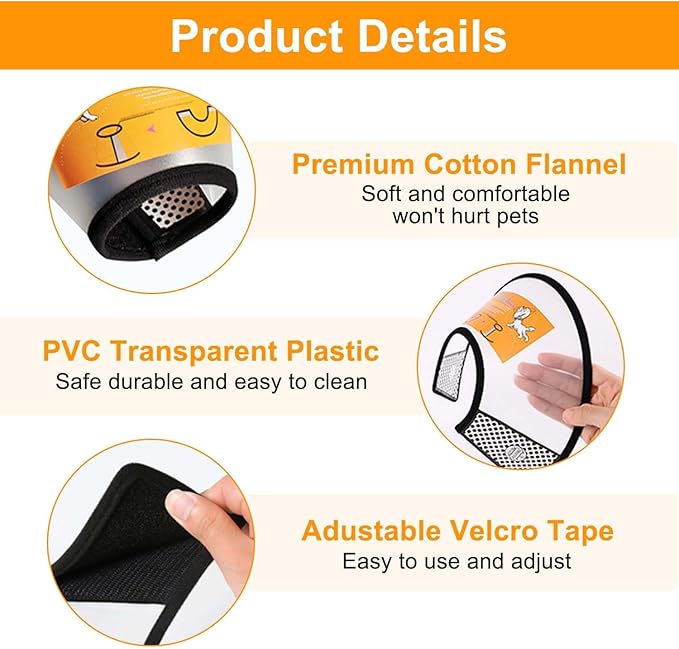 VOVIGGOL 2 Pack Cat Cones to Stop Licking, Cat E Collar Pet Cone for Cats After Surgery, Pet Elizabethan Collar Dog Head Cone Recovery Cone for Most Cats & Small Dogs (Size M, 5#)