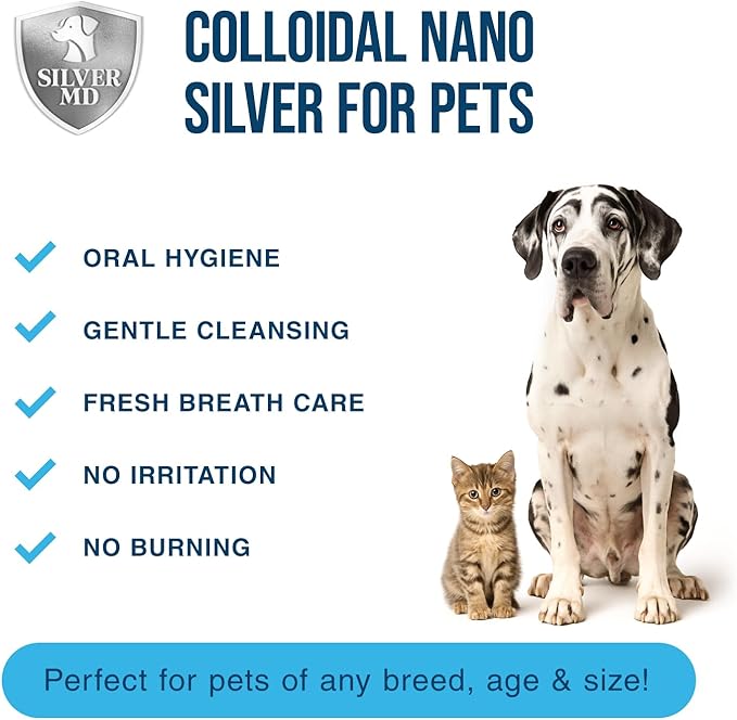 Pet Dental Care Spray for Dogs & Cats, 8 Oz, Breath Freshener & Oral Hygiene Solution with Nano Silver & Tartar Buildup Support, Teeth Cleaning Gum Spray, Gentle Formula, No Brushing