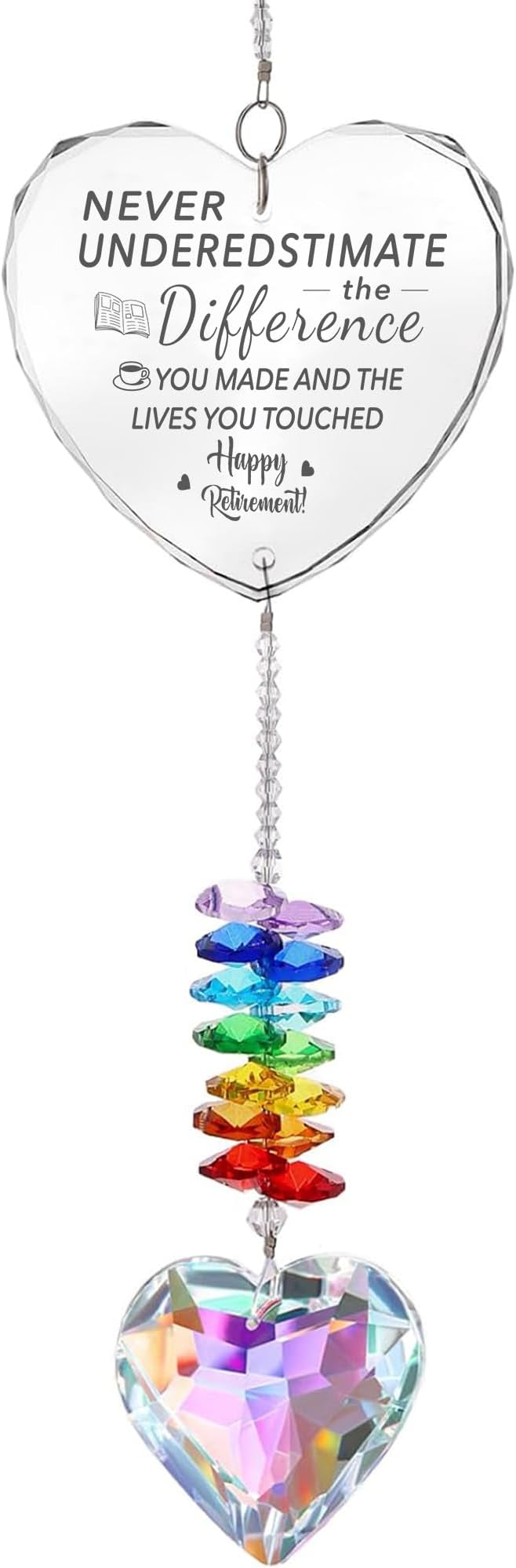 Retirement Suncatcher Gifts for Women, Men - Window Hanging Crystal Heart Prism Sun Catcher Rainbow Maker