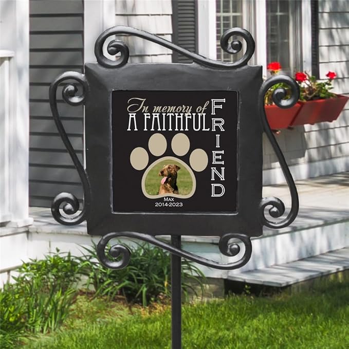 GiftsForYouNow Faithful Friend Personalized Pet Memorial Garden Stake with Photo