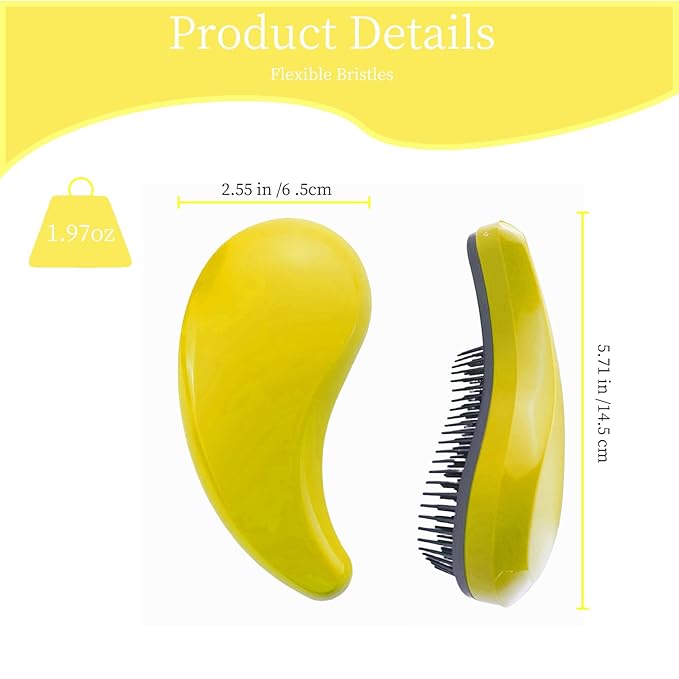 Comma-Shaped Small Dog Brush, Fit for Yorkie, Shih Tzu, Maltese Maltipoo Pomeranian - Gentle Soft Bristles for Effortless Pet Hair Removal, Puppy Essentials (Yellow)