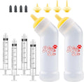 Kitten Nursing Nipple with Syringe, Wide Mouth Angled Puppy Feeding Bottles, with Ventilation Valve Resistant Tearing for Puppies, Kittens, Rabbit, Small Wildlife (L Nipple,Yellow)
