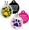 GoTags Unique Pet Tags, Personalized with 4 Lines of Custom Engraved ID, Silent Dog Tags with Glow in The Dark Silencer to Quiet Tag, Several Cute Tag Designs for Cat or Dog, (Pink Camo)