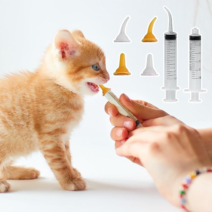 Pet Feeding Syringe with Nipple, Silicone Feeding Tools for Kitten Puppy Feeding Syringe for Newborn Cat Dog Small Animals Rabbits (10ml+12ml)