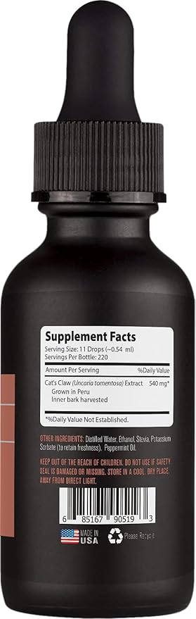 Lyfetrition Cat’s Claw 540mg, 4 Oz Liquid, 220 Servings, Made in USA, Quick Absorption, Quality Potent Ingredients, Third-Party Tested, Non-GMO, GMP Certified, Cruelty-Free Products
