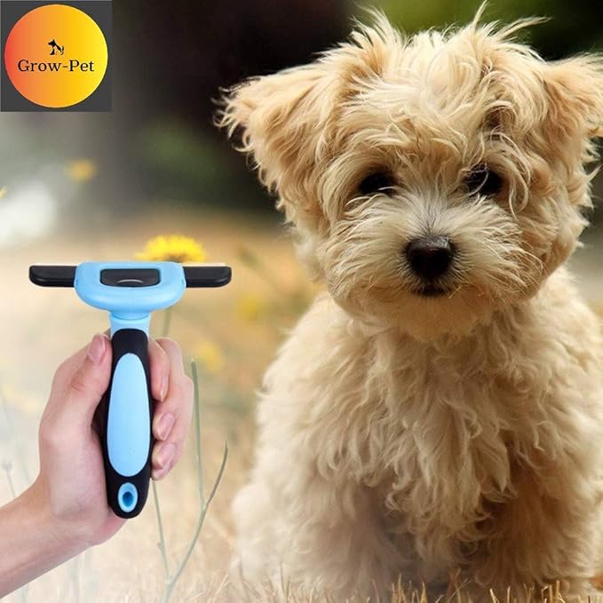Deshedding Tool and Grooming Brush for Dogs and Cats, Effective Grooming Tool with Stainless Steel Trimming Blade, and Reduces Shedding by Up to 95%