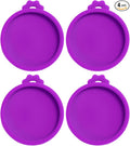 PINE & LINEN 4 Pcs 2.5inch Durable Pet Can Lids,Silicone Small Pet Can Covers Waterproof Cat Food Cans Lids for 3 oz Cat Food Cans（Purple）