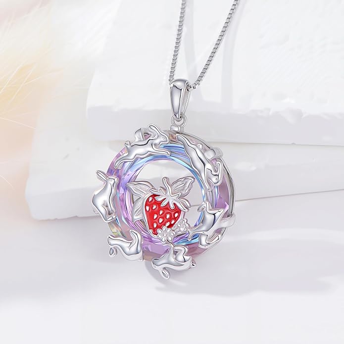 Guinea Pig/Raccoon/Butterfly/Panda/Hummingbird/Giraffe/Rabbit Necklace 925 Sterling Silver Animal Pendant Jewelry Gift for Women Mom
