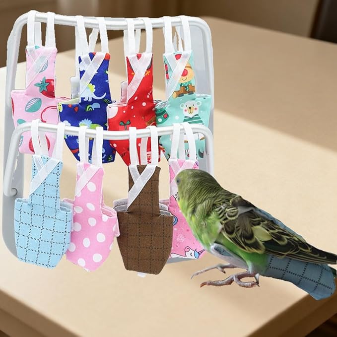 4pcs Bird Diaper Parrot Flight Suit with Waterproof Inner Layer Pigeon Pants Parrot Nappy Reusable Cockatiel Clothes Adjustable for Parakeet Mini Macaw Budgie Canary - color1 M