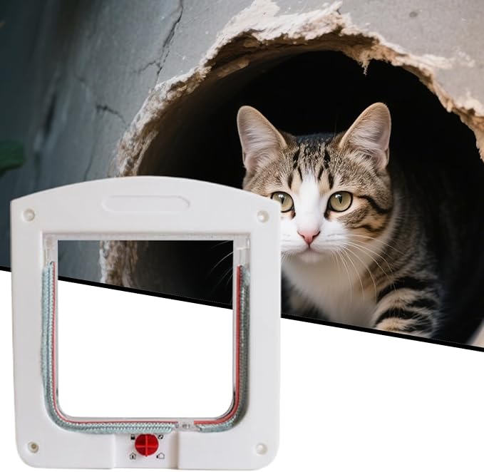 Cat Door | 4-Way Locking Puppy Flap for Exterior Door | Weatherproof Puppy Flaps for Bedroom Basement Garage Pet Parents Homeowners Apartment Animal Lovers Property Managers