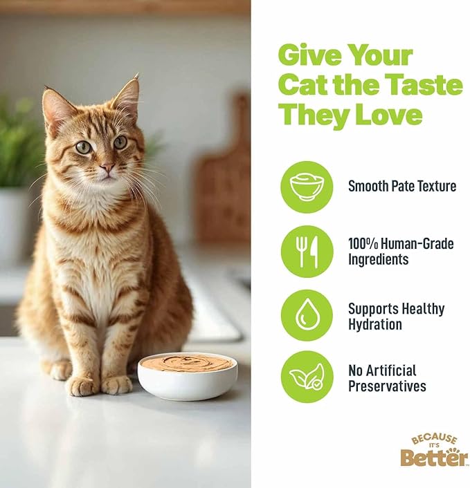 Because It's Better Pate Complete Meal, Chicken Recipe, 2.6 oz Pouches, Wet Cat Food, 12 Count