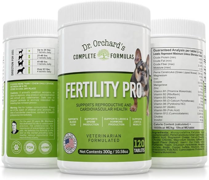 Dr. Orchards Fertility Pro for Dogs - Vet Formulated - for Males and Females -120ct