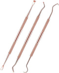 Hotop 3 Pieces Dog Dental Tooth Scaler and Scraper Stainless Double Headed Tarter Removing Tool Scraper Pet Teeth Cleaning Tools for Dog and Cat (Rose Gold)