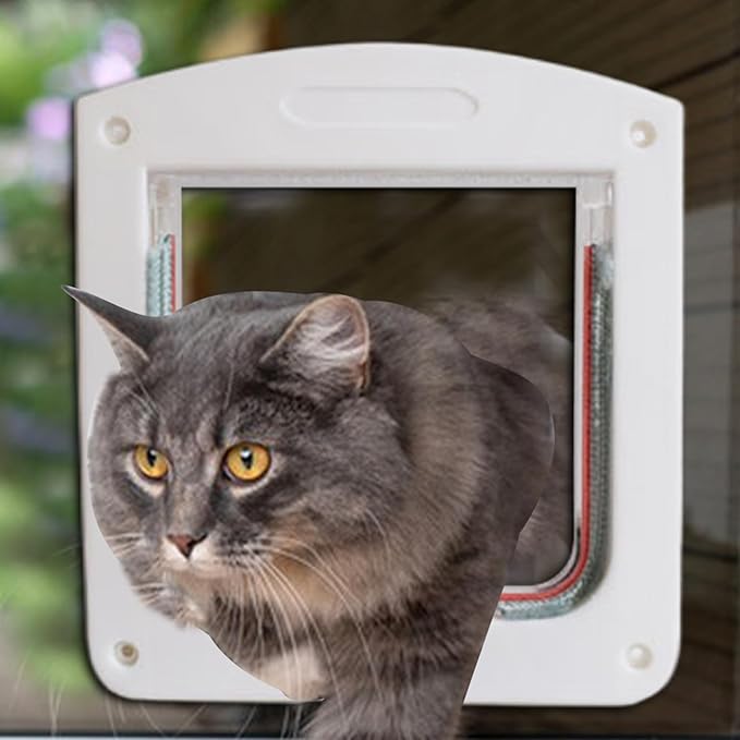 Cat Door | 4-Way Locking Puppy Flap for Exterior Door | Weatherproof Puppy Flaps for Bedroom Basement Garage Pet Parents Homeowners Apartment Animal Lovers Property Managers