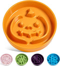 LE TAUCI Ceramic Slow Feeder Dog Bowls Small Breed, 0.6 Cups Dog Food Dish for Fast Eaters, Puzzle Bowl for Small Dogs and Cats,Pumpkin Orange