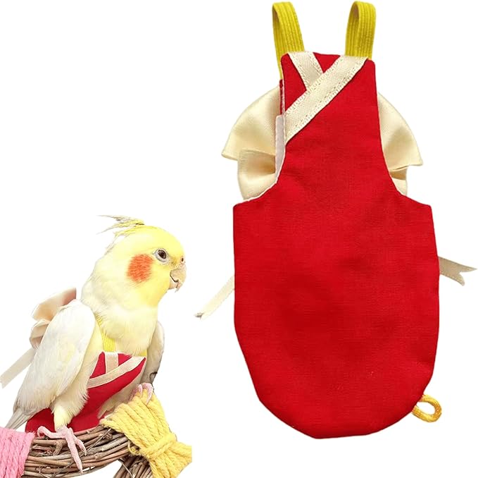 Bird Flight Suits Diapers, Parrot Flight Suits Diapers for Quaker Parakeets Cockatiels Conures Macaw African Grey, Bird Diaper, Parrot Clothes (Red B,Macaw)