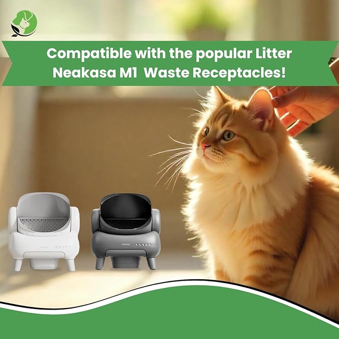 Automatic Robot Liners – 100% Compostable - Compatible with Neakasa M1 and PetPivot AutoScooper 11 Open-Top Self-Cleaning Litter Box - 27" L x 13" W – Drawstring Close – 40 Micron