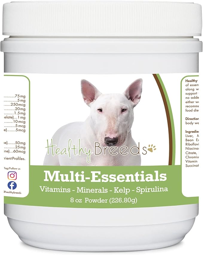 Healthy Breeds Bull Terrier Multi-Essentials Powder for Dogs - an Ideal Supplement of Vitamins, Minerals & Antioxidants for Your Dog - 8 oz