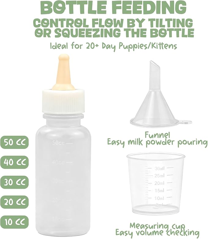 Pet Nursing Supplies, Kitten Bottle Feeding, Nursing Nipples for Newborn Kittens and Puppies, Pet Medicine Feeder, Kitten Bottles Starter Supplies