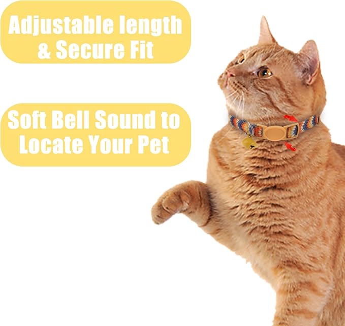 ZUFECY Colorful Gradient Breakaway Cat Collar - Adjustable 5.9-11.8in with Safety Bell & Reflective Strips