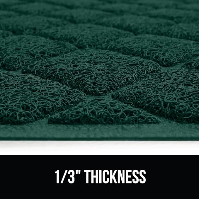 GORILLA GRIP Cat Litter Box Mat, 35x23, Water Resistant, US Designed Kitty Litter Trapping Mats, Easy to Clean, Scatter Control, Less Mess and Clean Floors, Kitten Supplies for Indoor Cats, Dark Green