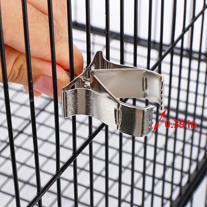 6 Pcs Bird Food Holder Parrot Cage Seed Feeder Stainless Steel Vegetable Fruit Clip for Bird Cockatiel Parrot Hamster