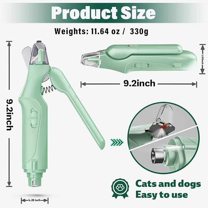 2-in-1 Cat Nail Clippers & Dog Nail Clippers Trimmers for Large Medium Small Dogs Cats Claw Trimmer Quick Sensor and Safety Guard USB Rechargeable with 2 LED Lights Dogs Nail Trimmer
