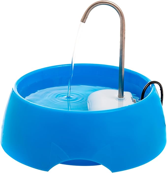 Aqua MINI Portable Pet Water Fountain - Automatic Drinking Bowl for Cats and Dogs - Stainless Steel Faucet - Replaceable Filters - Easy Cleaning - Ideal for Multiple Pets - 1.2L/42 fl oz - Blue