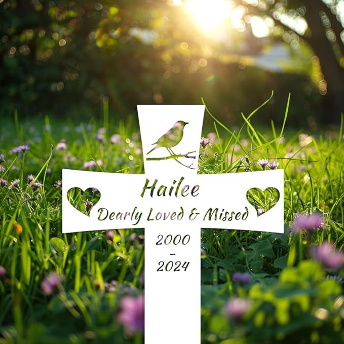 Custom Bird Memorial Marker - Personalized Metal Burial Marker with Stake for Pet Loss, Garden Sign with Bird Name