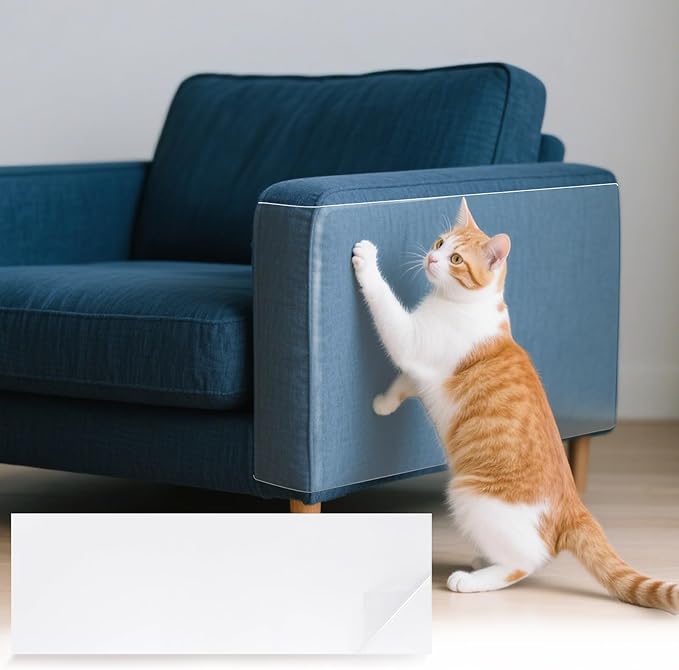 uxcell Anti Scratch Furniture Protector, 8 Sheets 18" x 6" Single-Sided Sticky Couch Protector from Cat Claws, Clear Protectors from Cats Scratching for Sofa Corners, Walls, Doors