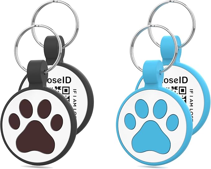 WhoseID Personalized Dog Tag, Laser Engraving QR Code, Silicone Dog ID Tag, Pet Online Profile, Scan QR Code Send Location, Collar Harness Accessories (Medium to Large Breeds - 1.25", Black & Blue)