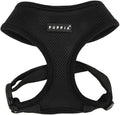 Puppia Soft Dog Harness No Choke Over-The-Head Triple Layered Breathable Mesh Adjustable Chest Belt and Quick-Release Buckle, Black, Medium