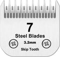 7 Skip Tooth Blades,Detachable Pet Dog Grooming Steel Blade Compatible with Andis,Oster A5,Wahl KM10 Series Clippers,Cut Length 1/8-Inch (3.2mm)