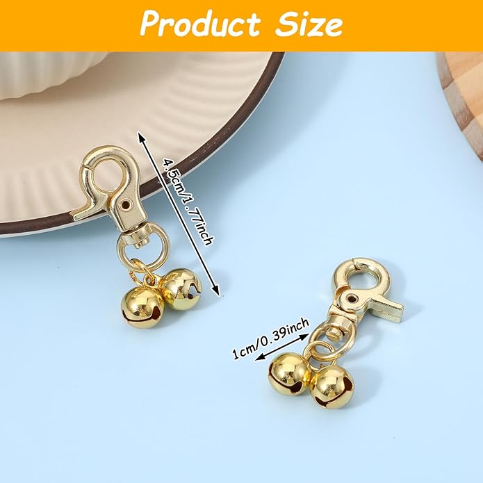 2 Pcs Gold Bell for Dog Collar, Anti Lost Dog Bells, Hanging Ring Cat Bell Charms for Collar, Jingle Bells for Dogs and Cats, Pet Pendant Accessories for Gift