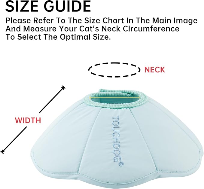 Touchdog Soft Cat Cone Collar, Waterproof Recovery Collar for Cats After Surgery, Lightweight Elizabethan Collar for Kittens, Small to Large