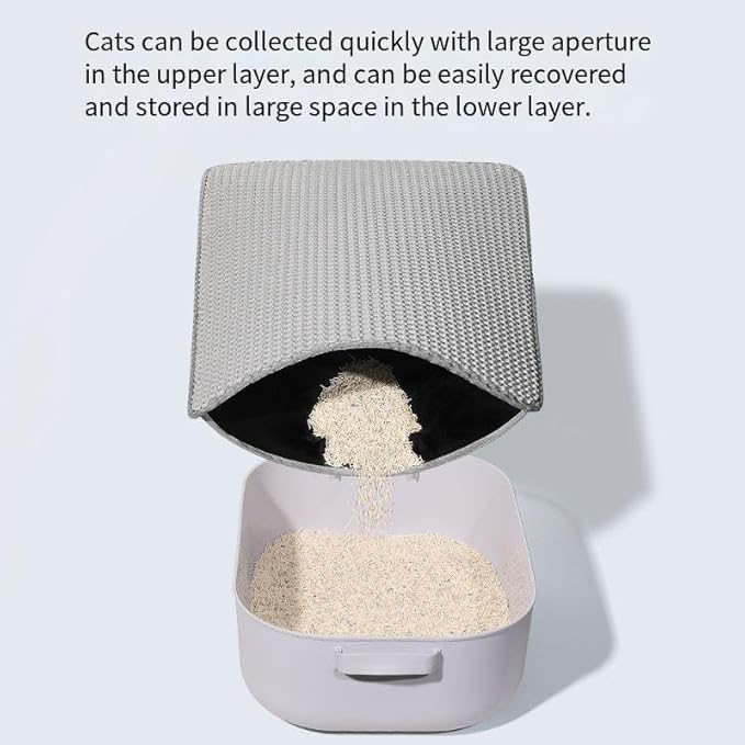 Double-layer EVA anti-slip cat litter pad, pet cat litter box filter pad, wear-resistant and scratch-resistant (Black)