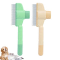 2PCS Pet Comb for Dogs & Cats Pet Hair Removal Comb with Long & Short Stainless Steel Metal Teeth for Shedding and Tangles Self-Cleaning Cat Grooming Brush with Release Button (2PCS set)