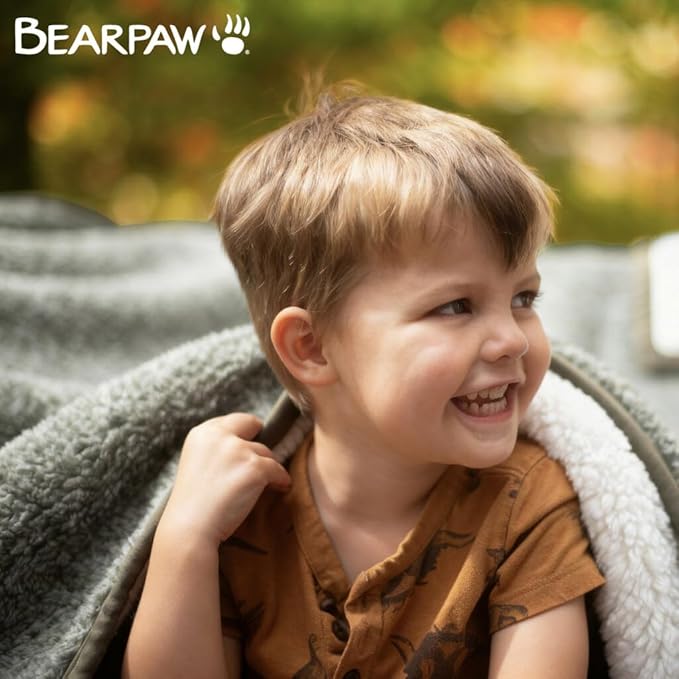 BEARPAW Sherpa Throw Blanket - Ultra Soft Plush Warm Reversible Fluffy Blanket for Bed Couch Sofa & Living Room Decor, House Decor, Room Decor Gifts for Women - 50"x70", Gray (Valley) (Green)