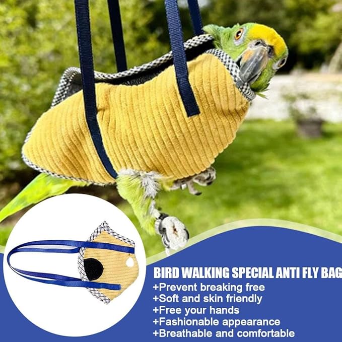 Portable Bird Traval Carrier Bag, Ultra-Soft Bird Diaper Flight Suit for Small Medium Parrots, Escape Resistant Outdoor Harness Vest, for Daily Outdoor & Nail Trimming, Ideal Gift for Birds Lovers