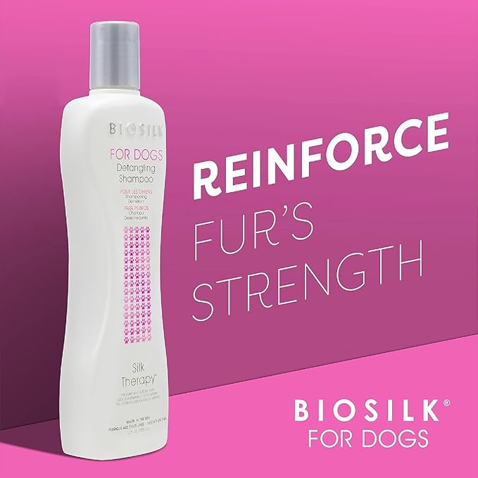 BioSilk for Dogs Silk Therapy Detangling Shampoo, Cleans and Moisturizes, Dematting Shampoo with Silk Proteins and Coconut Oil, No Parabens, pH Balanced, Made in USA, 12 Fl Oz - 2 Pack