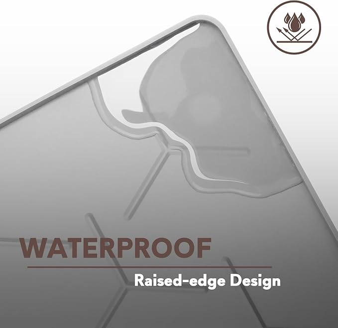 Cat Mat for Litter Box, Large 34" X 22" Cat Litter Mat, Waterproof Silicone Pad for Floor, Gray