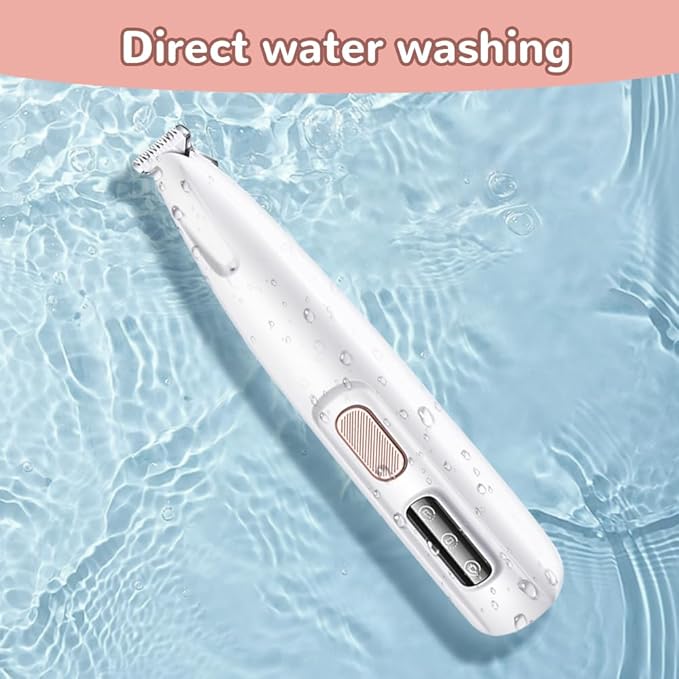 Upgrade Pet Micro Precision Trimmer, 2024 New Rechargeable Low Noise Cordless Dog Paw Trimmer with LED Light, Multifunctional Waterproof Pet Paw Trimmer for Paws Eyes Ears Face Rump (1), White